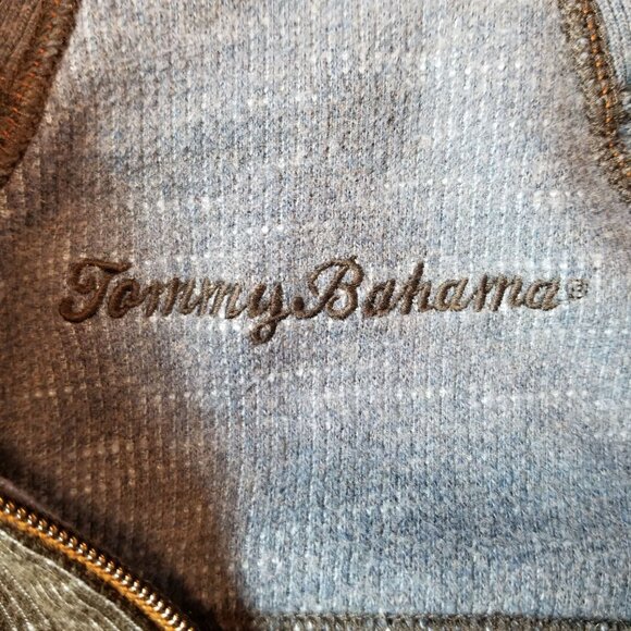 TOMMY BAHAMA Reversible Ribbed L/S Half Zip Pullover Black Blue Men Small ~ 4472 - Picture 5 of 5